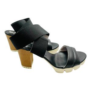 Italian Gidigio Black Sandal w/Ivory Platform